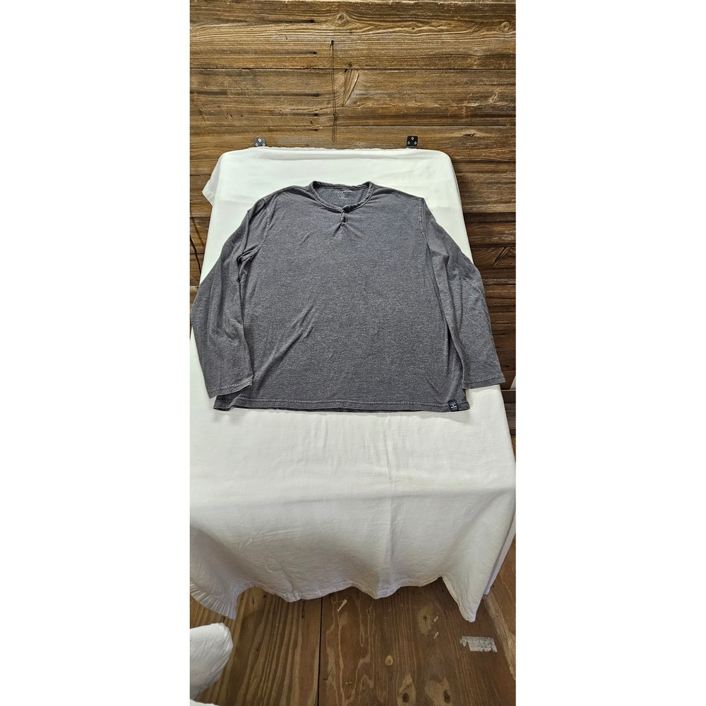Lucky Brand Mens XXL Henley Shirt Long Sleeve Gray Heather Two Button Casual Top
